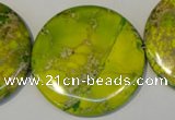 CDE129 15.5 inches 44mm flat round dyed sea sediment jasper beads