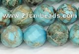 CDE1386 15.5 inches 8mm faceted round sea sediment jasper beads