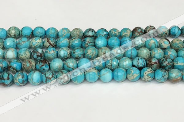 CDE1387 15.5 inches 10mm faceted round sea sediment jasper beads