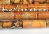 CDE1420 15.5 inches 4*13mm tube sea sediment jasper beads wholesale