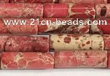 CDE1423 15.5 inches 4*13mm tube sea sediment jasper beads wholesale