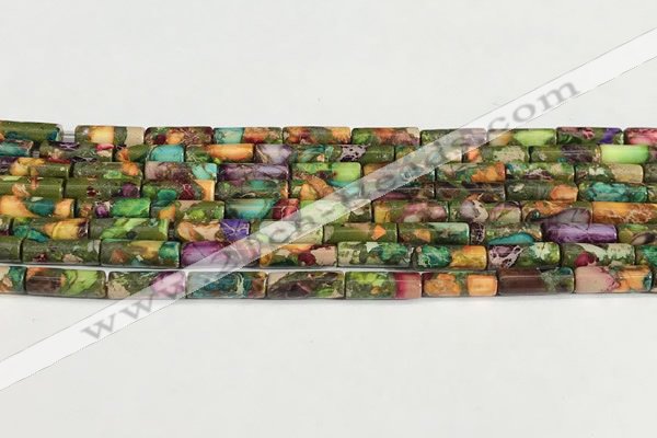 CDE1429 15.5 inches 4*13mm tube sea sediment jasper beads wholesale