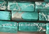 CDE1489 15.5 inches 4*13mm cuboid synthetic sea sediment jasper beads