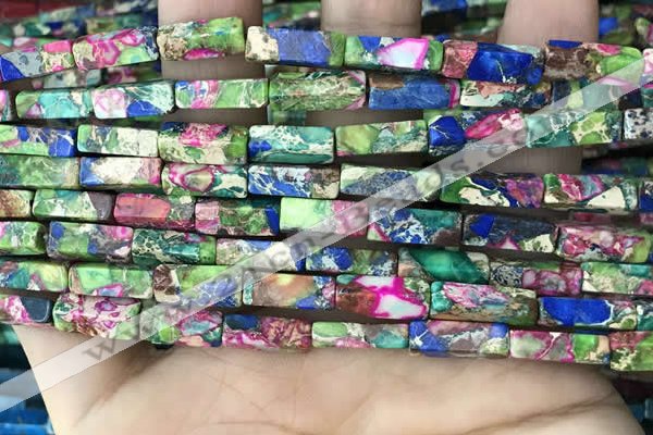 CDE1492 15.5 inches 4*13mm cuboid synthetic sea sediment jasper beads