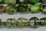 CDE155 15.5 inches 10*12mm faceted nugget dyed sea sediment jasper beads