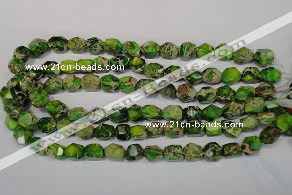 CDE155 15.5 inches 10*12mm faceted nugget dyed sea sediment jasper beads