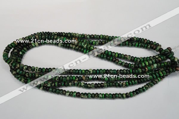 CDE160 15.5 inches 3*6mm rondelle dyed sea sediment jasper beads