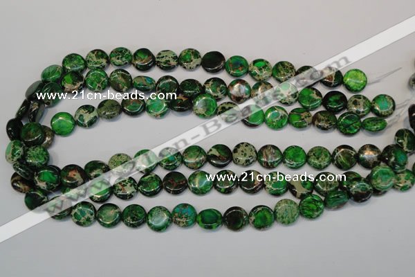 CDE170 15.5 inches 12mm flat round dyed sea sediment jasper beads
