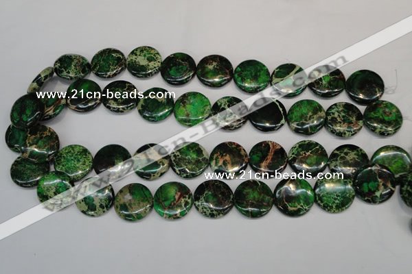 CDE174 15.5 inches 20mm flat round dyed sea sediment jasper beads