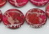 CDE18 15.5 inches 25mm flat round dyed sea sediment jasper beads