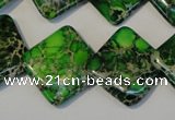 CDE207 15.5 inches 20*20mm diamond dyed sea sediment jasper beads