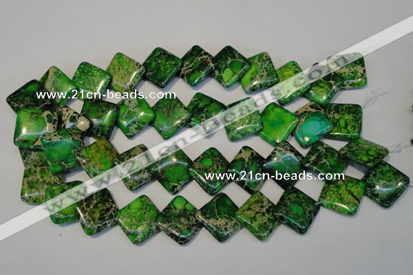 CDE207 15.5 inches 20*20mm diamond dyed sea sediment jasper beads