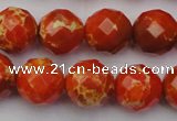 CDE2104 15.5 inches 14mm faceted round dyed sea sediment jasper beads