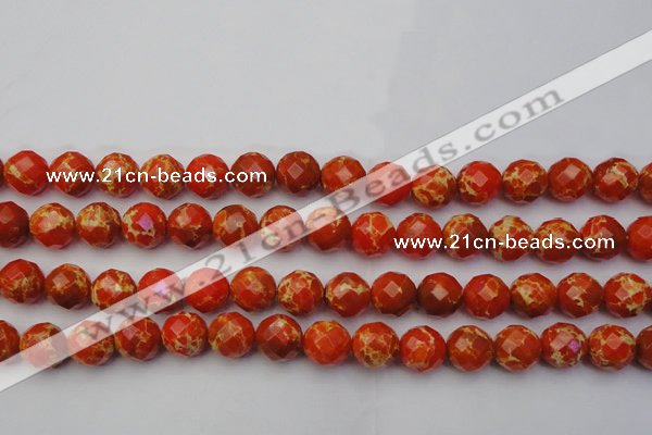 CDE2104 15.5 inches 14mm faceted round dyed sea sediment jasper beads