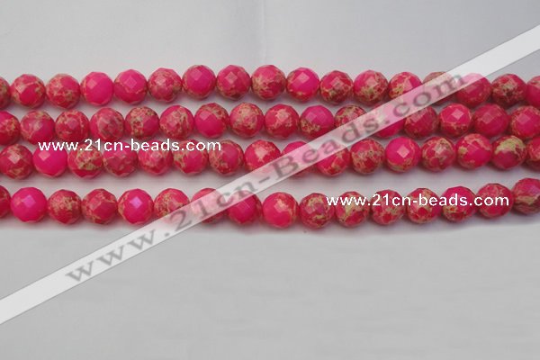 CDE2112 15.5 inches 10mm faceted round dyed sea sediment jasper beads