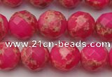 CDE2113 15.5 inches 12mm faceted round dyed sea sediment jasper beads