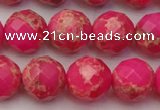 CDE2114 15.5 inches 14mm faceted round dyed sea sediment jasper beads