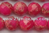 CDE2115 15.5 inches 16mm faceted round dyed sea sediment jasper beads