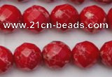 CDE2124 15.5 inches 14mm faceted round dyed sea sediment jasper beads