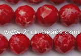 CDE2125 15.5 inches 16mm faceted round dyed sea sediment jasper beads