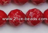 CDE2129 15.5 inches 24mm faceted round dyed sea sediment jasper beads