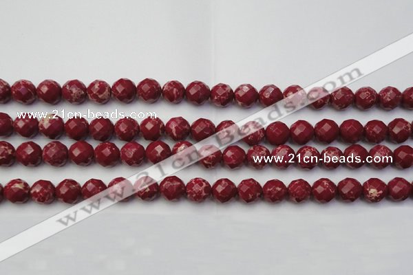 CDE2133 15.5 inches 12mm faceted round dyed sea sediment jasper beads