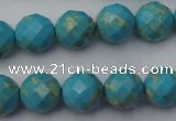 CDE2153 15.5 inches 12mm faceted round dyed sea sediment jasper beads