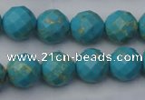 CDE2154 15.5 inches 14mm faceted round dyed sea sediment jasper beads