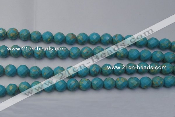 CDE2156 15.5 inches 18mm faceted round dyed sea sediment jasper beads