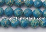 CDE2161 15.5 inches 8mm faceted round dyed sea sediment jasper beads