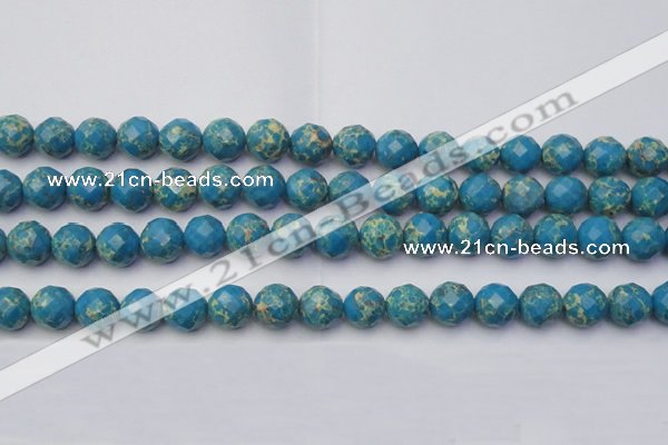 CDE2163 15.5 inches 12mm faceted round dyed sea sediment jasper beads