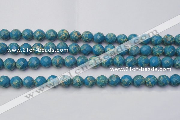 CDE2164 15.5 inches 14mm faceted round dyed sea sediment jasper beads