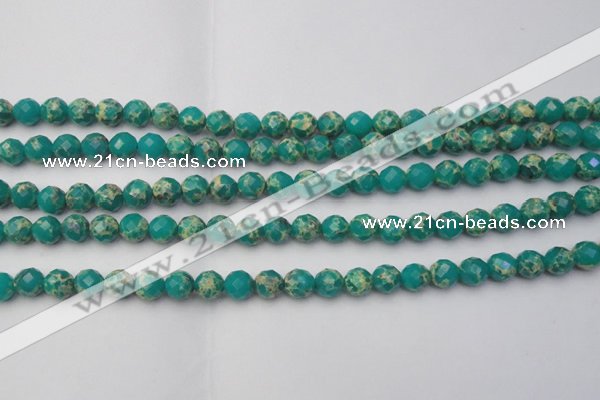 CDE2170 15.5 inches 6mm faceted round dyed sea sediment jasper beads