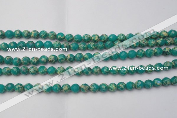 CDE2171 15.5 inches 8mm faceted round dyed sea sediment jasper beads