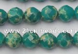 CDE2173 15.5 inches 12mm faceted round dyed sea sediment jasper beads