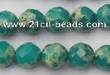 CDE2174 15.5 inches 14mm faceted round dyed sea sediment jasper beads