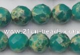 CDE2175 15.5 inches 16mm faceted round dyed sea sediment jasper beads