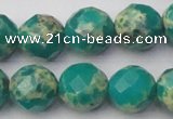 CDE2176 15.5 inches 18mm faceted round dyed sea sediment jasper beads