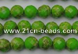 CDE2180 15.5 inches 6mm faceted round dyed sea sediment jasper beads