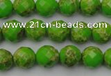 CDE2181 15.5 inches 8mm faceted round dyed sea sediment jasper beads