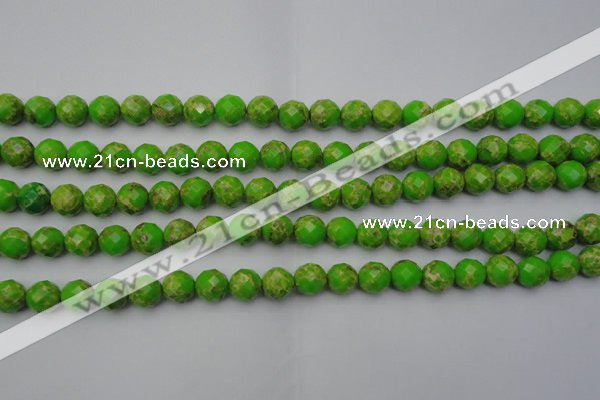 CDE2181 15.5 inches 8mm faceted round dyed sea sediment jasper beads