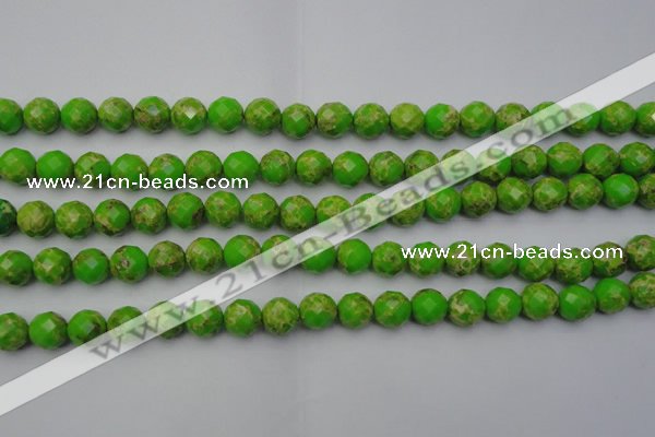 CDE2182 15.5 inches 10mm faceted round dyed sea sediment jasper beads