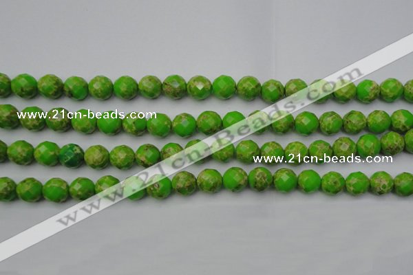 CDE2183 15.5 inches 12mm faceted round dyed sea sediment jasper beads