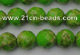 CDE2184 15.5 inches 14mm faceted round dyed sea sediment jasper beads