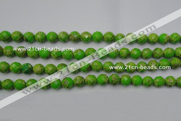 CDE2184 15.5 inches 14mm faceted round dyed sea sediment jasper beads