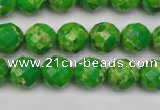 CDE2190 15.5 inches 6mm faceted round dyed sea sediment jasper beads