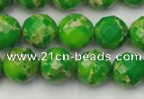 CDE2192 15.5 inches 10mm faceted round dyed sea sediment jasper beads