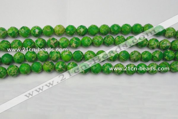 CDE2192 15.5 inches 10mm faceted round dyed sea sediment jasper beads