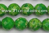 CDE2194 15.5 inches 14mm faceted round dyed sea sediment jasper beads