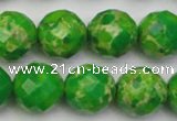 CDE2195 15.5 inches 16mm faceted round dyed sea sediment jasper beads